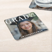 写真卒業パーティー スクエアペーパーコースター (アングル)