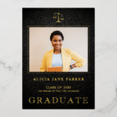 写真卒業フォーマル黒金ゴールド 箔招待状 (正面)