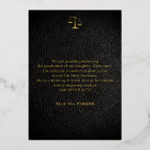 写真卒業フォーマル黒金ゴールド 箔招待状 (裏面)