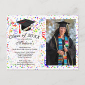 写真卒業ブラックキャップ卒業証書紙吹雪パーティー ポストカード (正面)