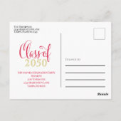 写真卒業モダンシンプル金ゴールド赤 ポストカード (裏面)