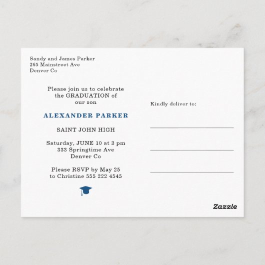 写真卒業モダンパーティーはがき ポストカード (裏面)