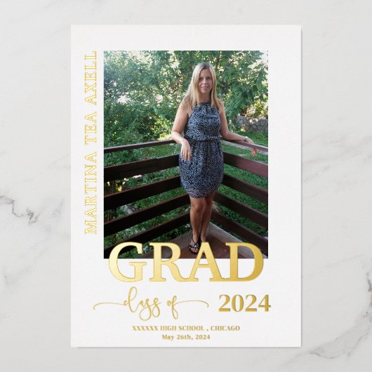 写真卒業実在金箔の発表 箔招待状 (正面)