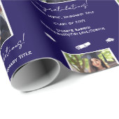 写真卒業式キャップ卒業式おめでとうございます、青 ラッピングペーパー (ロールコーナー)