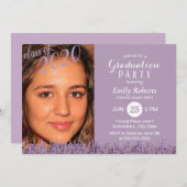 写真卒業式クラッシラベンダーフローラ紫 招待状 (正面/裏面)