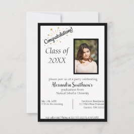 写真卒業招待状インブラック 出欠カード