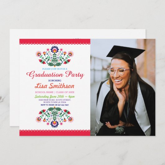 写真卒業招待状パーティーフィエスタメキシコ 招待状 (正面/裏面)