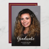 写真卒業発表カードブルゴーニュ 案内状 (正面/裏面)