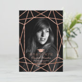 写真卒業発表幾何学的バラ金ゴールド 案内状 (スタンド正面)