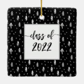 写真卒業記念ブラックスノーフレーク セラミックオーナメント (裏面)