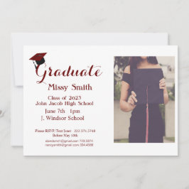 写真卒業2024年のクラスMaroon招待状 招待状