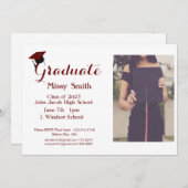 写真卒業2024年のクラスMaroon招待状 招待状 (正面/裏面)