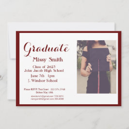 写真卒業2024年のクラスMaroon招待状 招待状