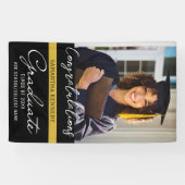 写真卒業2025おめでとうグラッドブラックと金ゴールド 横断幕 (横)