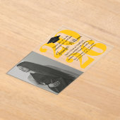 写真卒業2025パーティーqrコードオレンジ黄 アクリル招待状 (レイダウン)