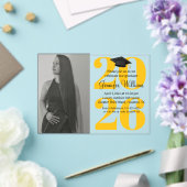 写真卒業2025パーティーqrコードオレンジ黄 アクリル招待状 (インサイチュ (ウェディング))