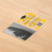 写真卒業2025パーティーqrコードオレンジ黄 アクリル招待状 (レイダウン)