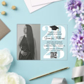 写真卒業2025パーティーqrコード白いスクリプト アクリル招待状 (インサイチュ (ウェディング))