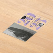 写真卒業2025パーティーqrコード紫スクリプト アクリル招待状 (レイダウン)