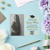 写真卒業2025パーティーqrコード緑のスクリプト アクリル招待状 (インサイチュ (ウェディング))