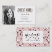 写真卒業|さくらんぼの花模様 コーリングカード (正面/裏面)