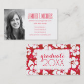 写真卒業|ハイビスカスの花模様 コーリングカード (正面/裏面)