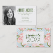 写真卒業|バラパターンと水玉模様 コーリングカード (正面/裏面)