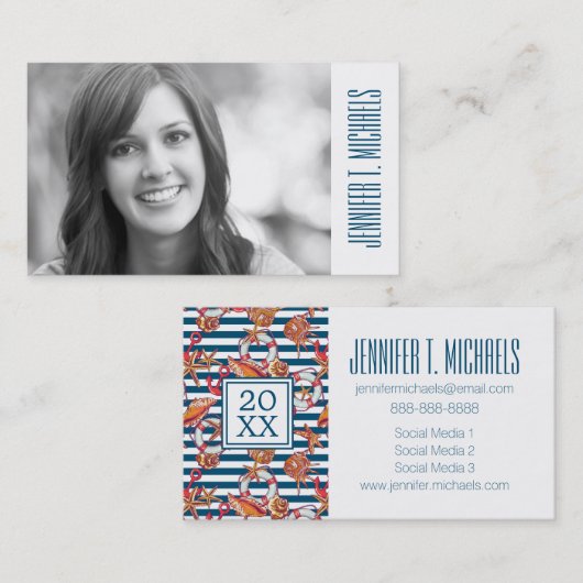 写真卒業|ヒトデとストライプ コーリングカード (正面/裏面)