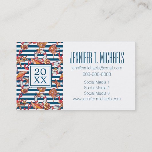 写真卒業|ヒトデとストライプ コーリングカード (裏面)