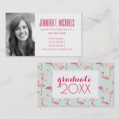 写真卒業|レトロフラミンゴパターン コーリングカード (正面/裏面)