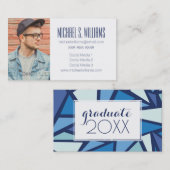 写真卒業|抽象芸術ブルーアイスクリスタル コーリングカード (正面/裏面)