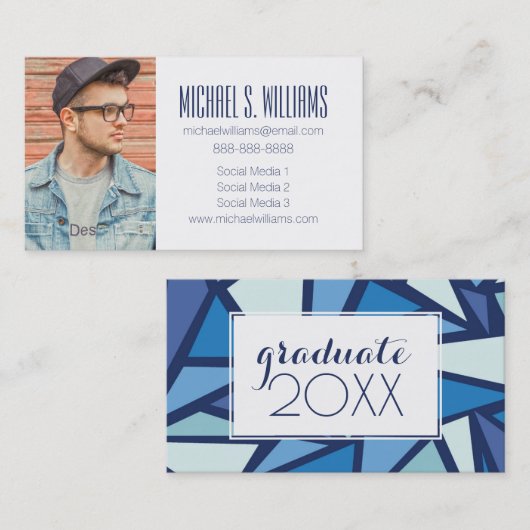 写真卒業|抽象芸術ブルーアイスクリスタル コーリングカード (正面/裏面)