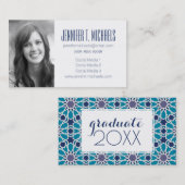 写真卒業|抽象芸術(青と灰色) コーリングカード (正面/裏面)