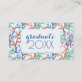 写真卒業|水彩サンゴ模様 コーリングカード (裏面)