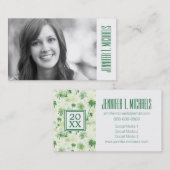 写真卒業|緑のヤシの木のパターン コーリングカード (正面/裏面)