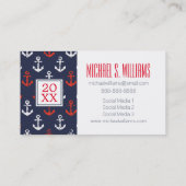 写真卒業|赤白と青の海軍パターン コーリングカード (裏面)