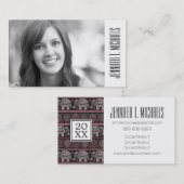 写真卒業|黒いエスニック象の模様 コーリングカード (正面/裏面)