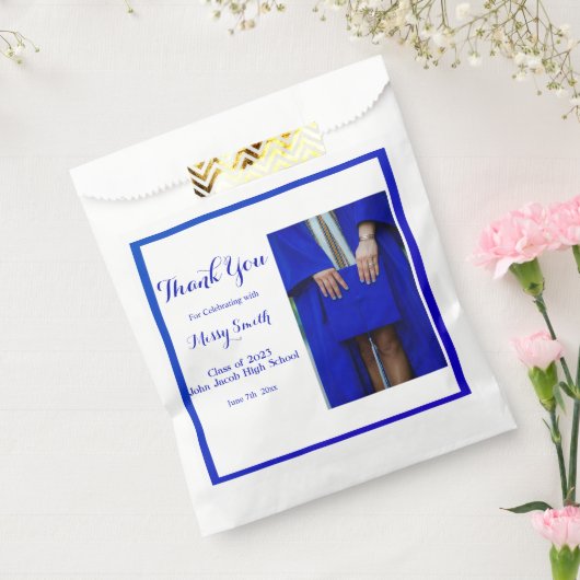 写真卒業、2023クラス青ありがとうFa フェイバーバッグ (封をした状態)