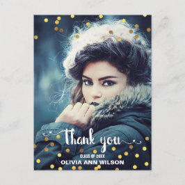 写真卒業Thank フェイク You Gold Foil紙吹雪 ポストカード