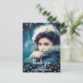 写真卒業Thank フェイク You Gold Foil紙吹雪 ポストカード (スタンド正面)