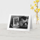 写真及び想い出の品のレコードプレーヤーの上、Yonemitsu カード (黄色い花)