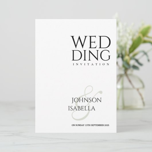 写真収集ミニマル文字結婚式招待状 招待状 (スタンド正面)