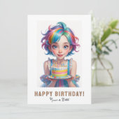 *写真名お誕生日ケーキかわいい予測できな女の子 招待状 (スタンド正面)