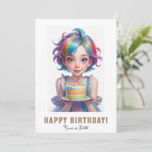 *写真名お誕生日ケーキかわいい予測できな女の子 招待状 (スタンド正面)