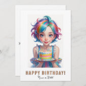 *写真名お誕生日ケーキかわいい予測できな女の子 招待状 (正面/裏面)