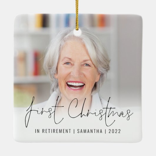 写真名の年の初めてのクリスマス 退職した セラミックオーナメント (裏面)
