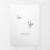 写真名スクリプト結婚式RSVP詳細QRコード 三つ折り招待状 (カバー)