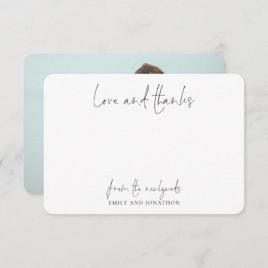 写真名ス結婚クリプトの新しい愛感謝してい サンキューカード (正面/裏面)