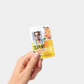 写真名テンプレート 黄色 オレンジ 花 ローズ バッジ (手持ち)