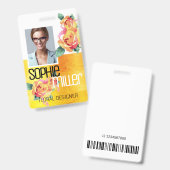 写真名テンプレート 黄色 オレンジ 花 ローズ バッジ (正面&裏面)